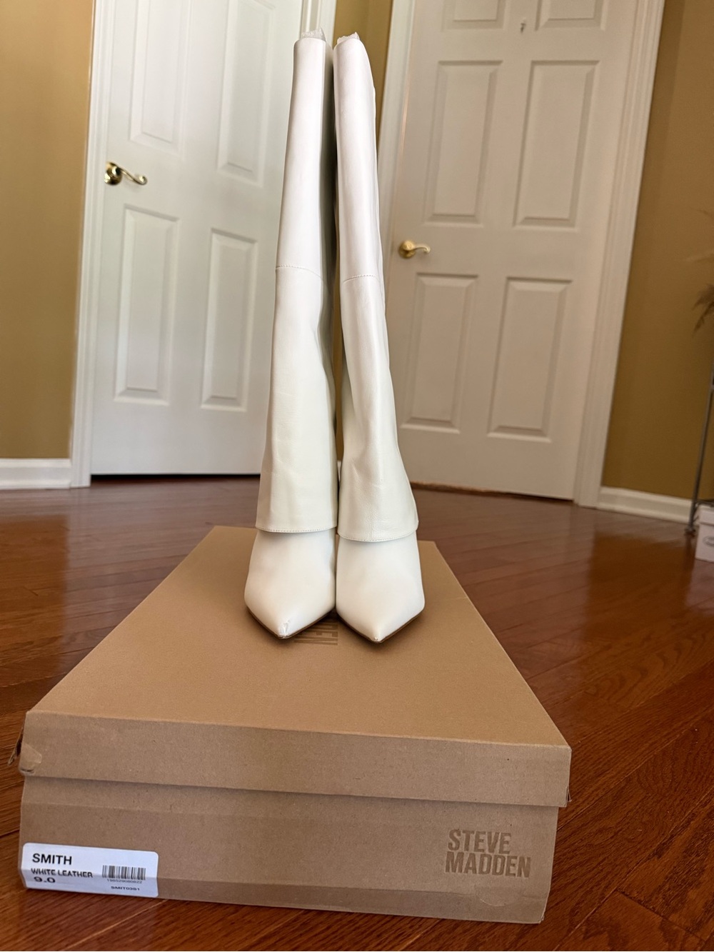 Steve Madden White Over-the-Knee Pointed-Toe Boots